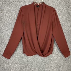 Mossimo Draped Pullover Blouse Long Sleeve Dark Maroon Women M